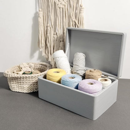 Large Grey Wooden Box Storage with Hinged Lid | 11.8 x 7.87 x 5.51 inches (+-0.5) | Gift Box Storage | Product NOT Intended for 15 Years OR Below