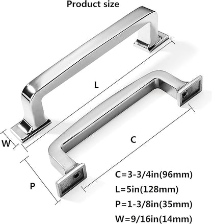 Khtumeware 6 Pack 3-3/4 Inch Cabinet Handles - Polished Chrome Pulls for Drawers, Cupboards, Kitchen Hardware
