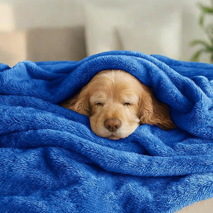 Exclusivo Mezcla Plush Fuzzy Fleece Bed Blanket Queen Size, Super Soft, Fluffy and Warm Blankets Suitable for All Seasons (Cobalt Blue, 90x90 Inches)