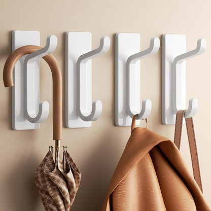 pickpiff 12 Pack Wall Hooks for Coat and Towel: 13LB Adhesive Door Hanger Stick on, White