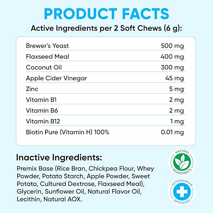 Chewable Flea and Tick Prevention for Dogs - 120 Soft Chews Made in USA - Oral Flea and Tick Control Pills for Small, Medium, Large Dogs and Puppies - Skin and Coat Supplement Treats for All Breeds-Mewly Pet