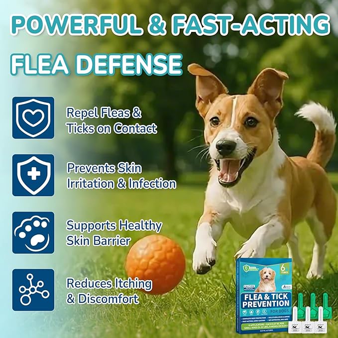 Flea and Tick Prevention for Small Dogs, 6-Month Supply Dog Flea and Tick Treatment Drops, Topical Fast-Acting Dog Flea Treatment for Small Dogs Up to 5 to 22 lbs-Mewly Pet