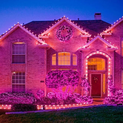 JMEXSUSS 8 Pack 50 LED Christmas Fairy Lights Battery Operated String Lights, 16ft Pink Twinkle Fairy Lights Indoor Outdoor Waterproof for Mason Jars Bedroom Party Wedding Christmas Decorations