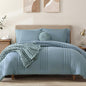 Monbix Queen Comforter Set - 7 Pieces Dusty Blue Bed in a Bag Queen Bedding Sets with Comforters, All Seasons Down Alternative Comforter Bed Set with Sheets, Pillowcases & Shams