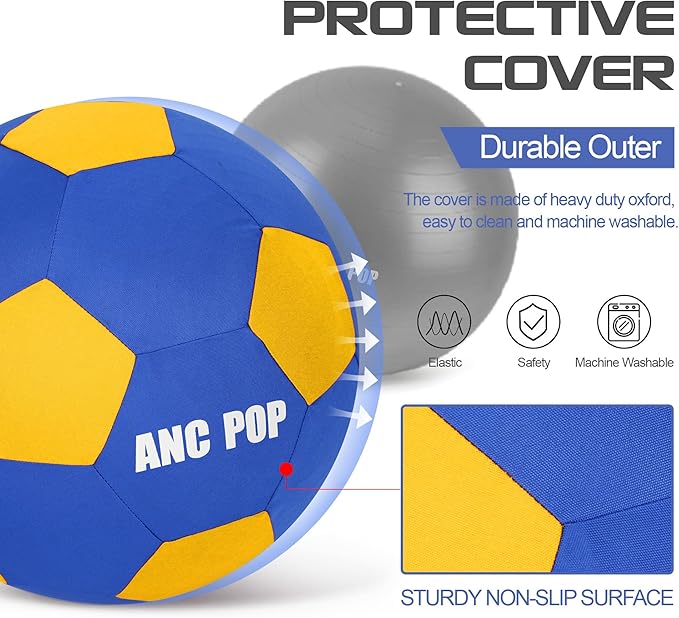 Herding Ball for Dogs & Horses - 20" Large Blue & Yellow Ball with Hand Pump-Mewly Pet