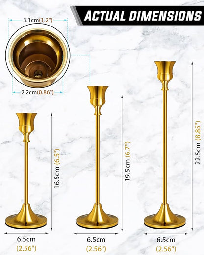 6pcs Gold Candle Stick Holder Candle Sticks Holder Decor Candle Holders for Candlesticks Candle Holders for Pillar Candles Gold Taper Candle Holder