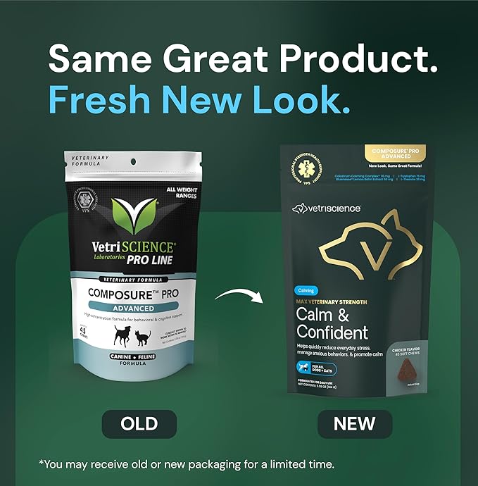 VetriScience Veterinary Strength Calm & Confident Chews - Stress Supplement for Cats - Supports Brain Function for Cats - with L-Theanine, Thiamine & More - 45 Count-Mewly Pet