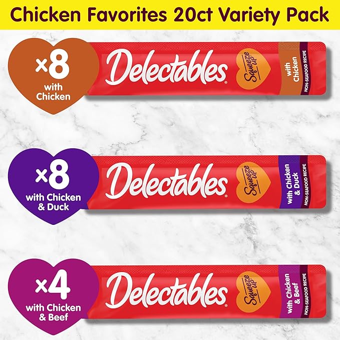 Delectables Squeeze Up Non-Seafood Variety Pack Lickable Cat Treat, 20 Count (Pack of 1)-Mewly Pet