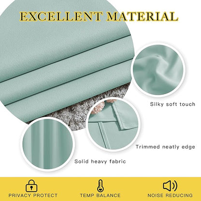NICETOWN Room Darkening Window Curtains 84" Length - Decorative Aqua Blue Grommet Room Darkening Window Treatments for Bedroom/Living Room, 1 Pair, W52 x L84