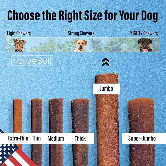ValueBull USA Collagen Sticks for Dogs, 6 Inch Jumbo Chews, Natural Long-Lasting Dog Treats, 25 Count - Promotes Joint, Skin & Coat Health with Glucosamine and Chondroitin-Mewly Pet