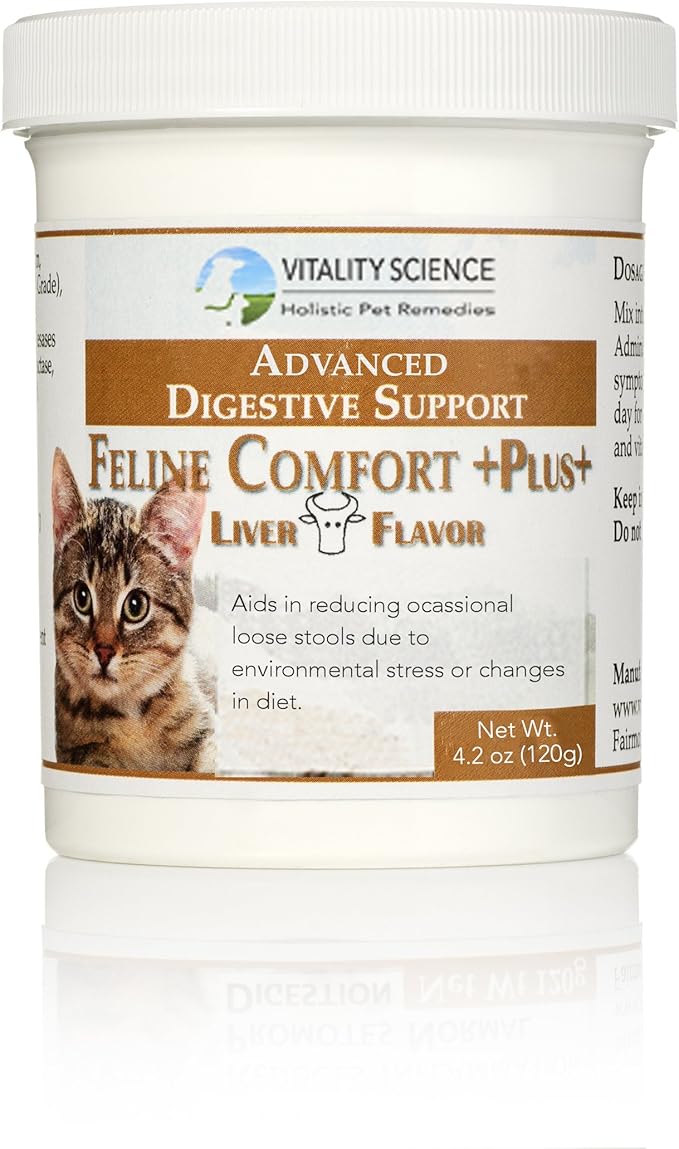 Feline Comfort Plus, Extra Drying Digestive Aid, GI Support Helps with Vomiting and Diarrhea, 100% Additive Free (Liver, Small)-Mewly Pet