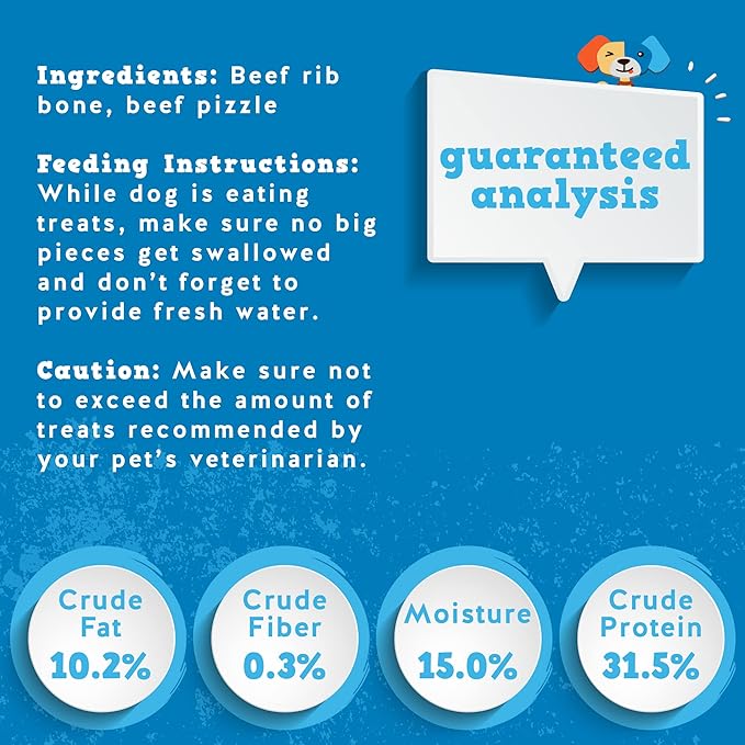 Jack&Pup Twist Beef Rib Bones for Dogs, 7" Beef Rib Bone Small Dog Bones for Puppies with Beef Jerky Twist for Flavor and Fun - Healthy Dog Bones Rib Small Dog Chew Bones (4 Count)-Mewly Pet