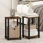 Furinno Simplistic Night Stand Set of 2, 2-Tier Small Nightstand with Open Shelf, Toolless Bedside Table, End Table, Side Table, for Bedroom, Living Room, Amber Pine