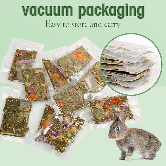 Abizoo Rabbit Natural Treats,10Pcs Timothy Hay Toys Chips Bunny chew Toys with Herbal Flowers Guinea Pig Treats for Hamster Chinchillas Gerbils Rats Small Animals Teeth Care Crisp Snacks-Mewly Pet
