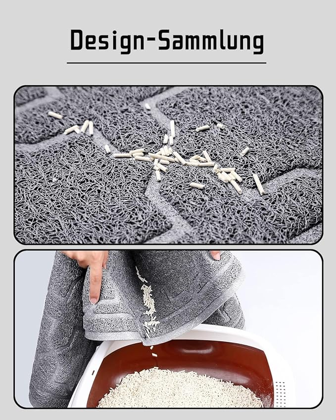 Yimobra Cat Litter Mat, 47"x36" Litter Box Mat with Litter Lock Mesh, Soft Cat Litter Mat Litter Trapping Mat, Easy to Clean, Non-Slip, Water Resistant, Litter Free Floors, Dark Grey-Mewly Pet