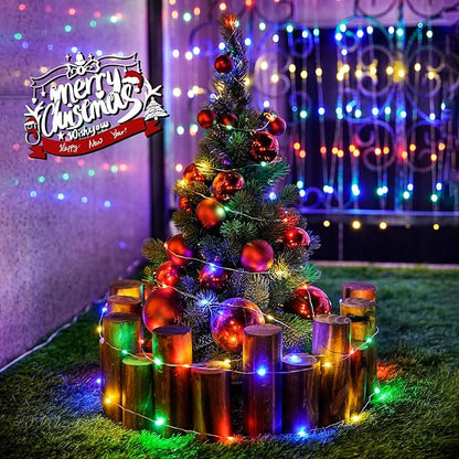 JMEXSUSS 8 Pack 50 LED Multicolor Christmas Fairy Lights Battery Operated - Each 16 Ft Christmas Tree Multicolor Lights Indoor Outdoor Decorations