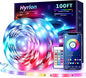 hyrion 100 ft Bluetooth LED Strip Lights,Music Sync Color Changing Lights Strip,5050 RGB Tape Lighting with Remote,Smart Phone App Control for Bedroom,Bar,Room DIY (APP+Remote)