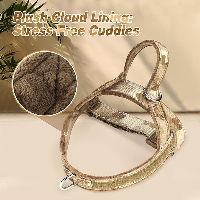 Forestpaw No Pull Dog Harness - Soft Flannel Padded Tactical Dog Vest Harness with Quick Release Buckle, Adjustable Reflective Pet Harness for Large Dogs Walking Training,Brown Camouflage XL-Mewly Pet