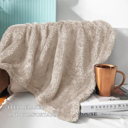 Exclusivo Mezcla Plush Fuzzy Fleece Bed Blanket King Size, Super Soft, Fluffy and Warm Blankets, Suitable for All Seasons (Camel, 90x104 Inches)