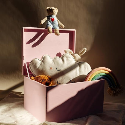 Large Pink Wooden Box Storage with Hinged Lid | 15.8 x 11.8 x 9.44 inches (+-0.5) | Gift Box Storage Document | Wood Keepsake Chest Product NOT Intended for 15 Years OR Below