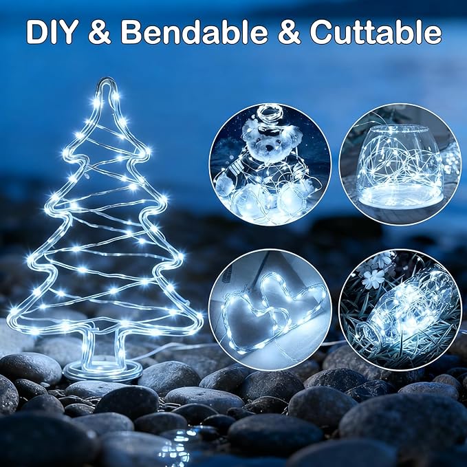 ZNYCYE 50 LED Fairy Lights with Timer, 6 Pack 8.2Ft 8 Modes Battery Operated Fairy Lights, Mini Led String Lights for DIY Wedding Bedroom Mason Jar Vases Table Party Christmas Decoration (Cool White)