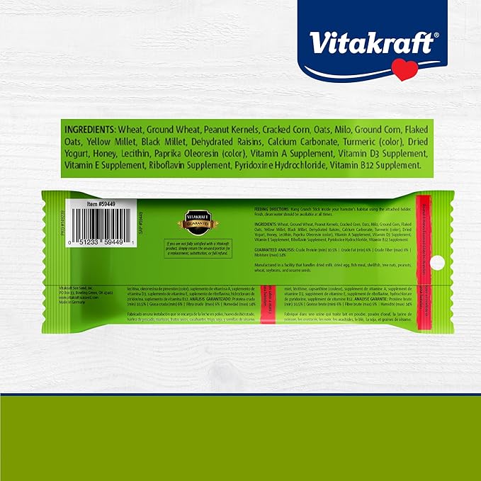 Vitakraft Crunch Sticks Hamster Treat - Hamster Chew Sticks - Supports Dental Health, Long-Lasting Fun (Peanut & Honey)-Mewly Pet