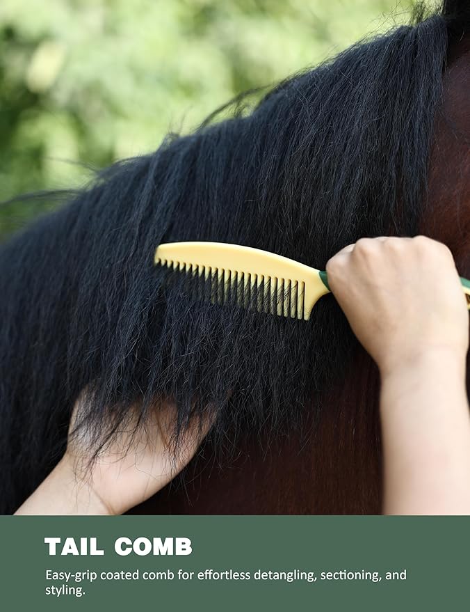 11PCS Horse Grooming Kit Curry Comb Sweat Scraper Horse Bathing Supplies Grooming Tools with Storage Bag Pasture Glow-Mewly Pet