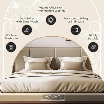 300 Thread Count 100% Organic Cotton Twin Sheets Set for Twin Mattress, 15" Deep Pocket Sheets, No Pilling & Shrinkage, Machine Washable Fade Resistant Luxury Hotel Bedding – Silver