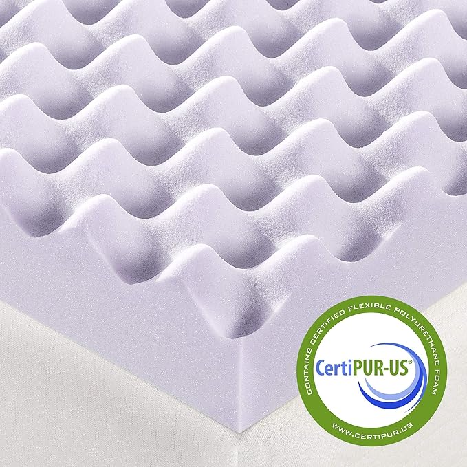 Best Price Mattress 3 Inch Egg Crate Memory Foam Mattress Topper with Soothing Lavender Infusion, CertiPUR-US Certified, Dorm Essentials, Twin XL