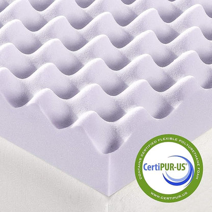 Best Price Mattress 3 Inch Egg Crate Memory Foam Mattress Topper with Soothing Lavender Infusion, CertiPUR-US Certified, Dorm Essentials, King