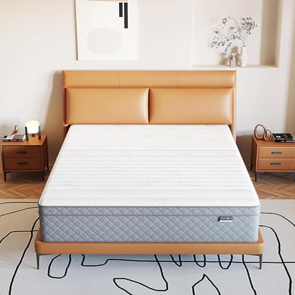 PurrJoys Firm Queen Mattress, 12 Inch Queen Bed Mattress in a Box，Cooling-Gel Memory Foam&Pocket Spring Hybrid, CertiPUR-US Certified, Firm