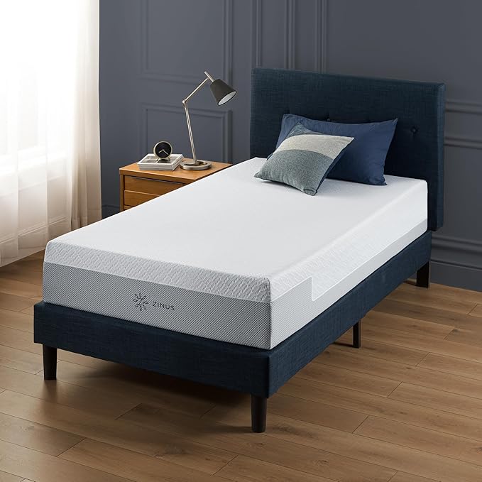 ZINUS 12 Inch QUADCOOL Memory Foam Mattress, Twin, Cool to Touch Soft Knit Cover, Cooling Gel Infusion, CertiPUR US Certified