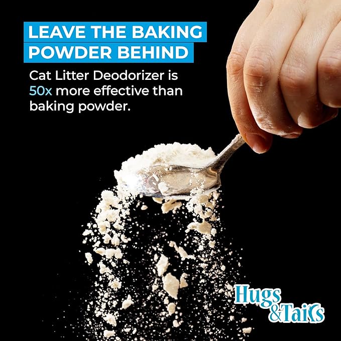 Cat Litter Deodorizer – Pet Safe Odor Eliminator & Housebreaking Supplies for Cats, Kittens, & Small Pets – Natural, Unscented, Non Toxic, Low Dust, 1 lb, by HugsandTails-Mewly Pet