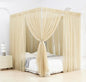 Akiky Canopy Bed Curtains 8 Panel Bed Curtains Drapes for King Size Bed Sheer Canopy Bed Drapes with Lights(Khaki)