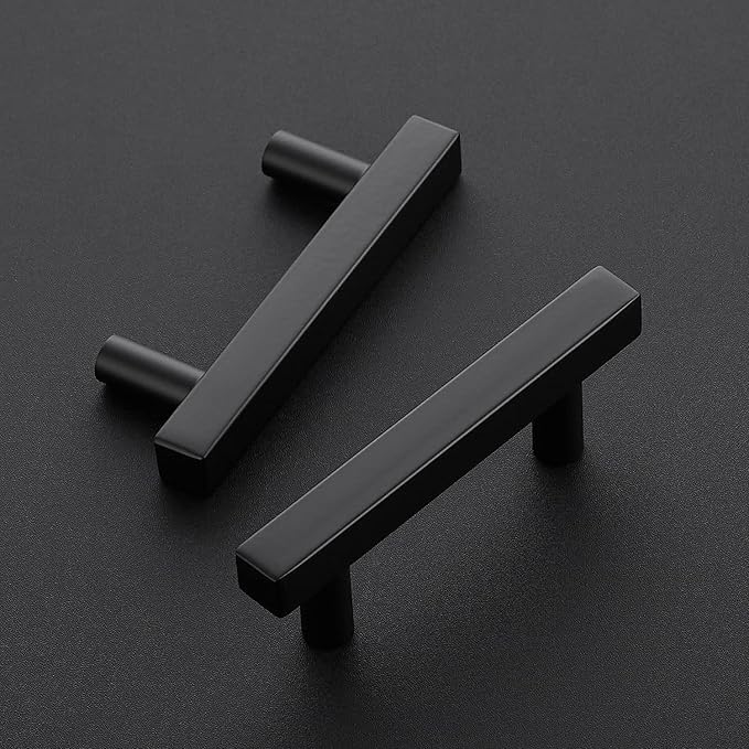 Ravinte Black Cabinet Handles 5 Pack 2-1/2 inch Matte Black Square Cabinet Pulls Kitchen Hardware 4 inch Overall Length Kitchen Drawer Pulls