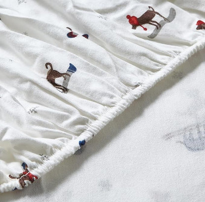 Eddie Bauer - Flannel Sheets Queen Size, Anti-Pilling & Wrinkle Resistant Cotton, Touchably Soft for All-Season Comfort - Bed Sheets with Matching Pillowcases & Fitted Sheet (Ski Patrol White)