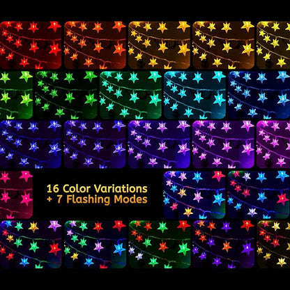 Minetom USB Star String Lights - 33 ft 100 LED Color Changing Star Fairy Lights with Remote and Timer, 16 Single Colors and 7 Modes Starry Lights for Bedroom Dorm Tent Bed Patio Christmas Party Indoor