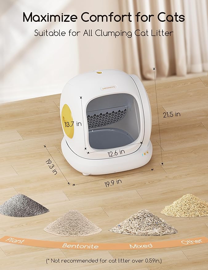 MeoWant Self Cleaning Cat Litter Box, Open-Top Automatic Cat Litter Box with Safety Protection, App Control, Odor-Free, 75L Large Space for Multiple Cats-Mewly Pet