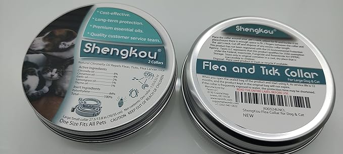 Flea and Tick Collar for Dogs and Cats - Safe and Natural Prevention and Control of Pests on Puppies and Kittens - Waterproof - Free Comb - 2-Pack (13.8 in & 27.5 in)-Mewly Pet