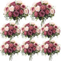 Geosar 8 Bundles Artificial Peonies Flowers Fake Silk Peony Bouquet Faux Peonies Flowers Bulk for Decoration Vase Floral Arrangements Wedding Party Table (Dusty Pink,Dusty Rose)
