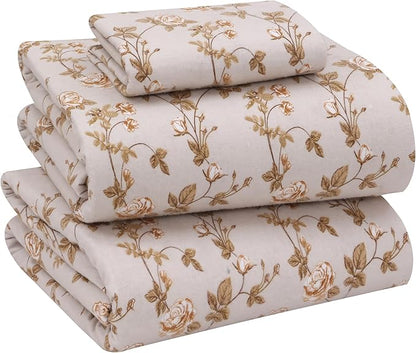 RUVANTI Flannel Sheets Twin Size - 100% Cotton Double Brushed Twin Sheets Set, Deep Pockets 16 Inches, All Seasons Breathable & Extra Soft Bed Sheets, Warm & Cozy, 3 Piece, Dazzale