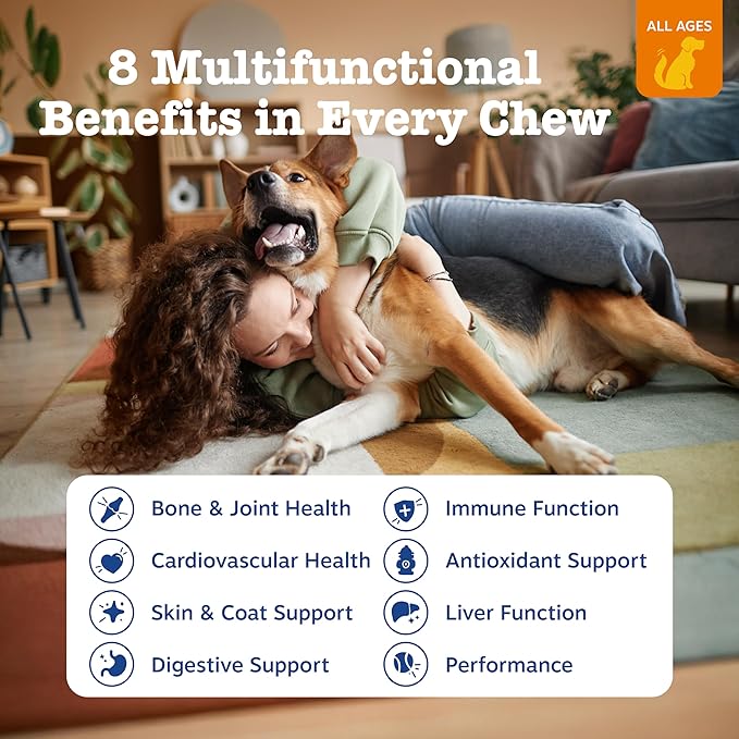 Zesty Paws Dog Multivitamin, Chewable Dog Vitamins and Supplements for Hip & Joints, Skin & Coat, Omega 3 Fish Oil for Dogs- Senior & Puppy Multivitamin- Chicken- 90ct-Mewly Pet