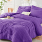 HYMOKEGE Dark Purple California King Comforter Set Seersucker 7 Pieces, All Season Luxury Bed in a Bag for Bedroom, Bedding Set with Comforter, Sheets, Pillowcases & Shams