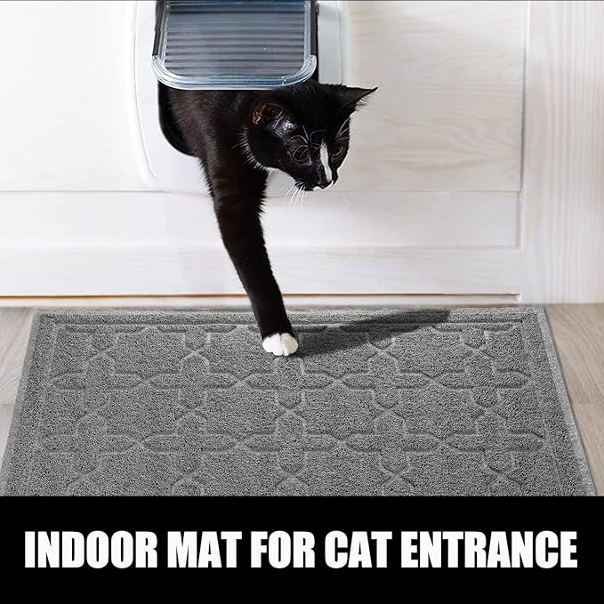 Yimobra Cat Litter Mat, 24"x20" Litter Mat with Litter Lock Mesh, Soft Cat Litter Mat Litter Trapping Mat, Easy to Clean, Non-Slip, Water Resistant, Litter Free Floors, Dark Grey-Mewly Pet