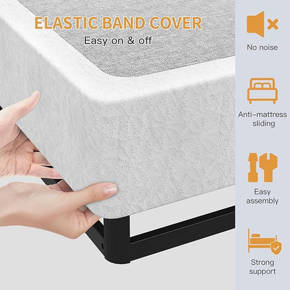 King Box Spring, 7 Inch King Size Box Spring Only, 3000 lbs Heavy Duty Metal Frame Mattress Foundation with Fabric Cover, Easy Assembly-Noise Free