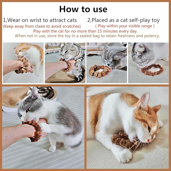 Natural Silvervine Gall Fruit Cat-Attracting Bracelet,Interactive Cat Toy for Relaxing and Teething, Catnip Alternative (Small Gall Fruit)-Mewly Pet
