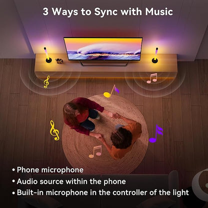 Led Light Bar with Music Sync, Color Changing TV Backlight App & Remote Control, IC+RGB & W Smart RGB Light Bar, USB Powered Led Lights for TV, PC Room Monitor Backlight Gaming Accessories
