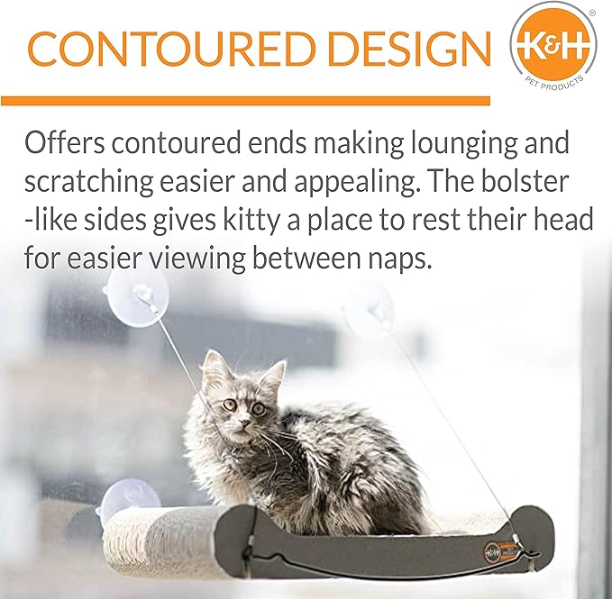 K&H Pet Products Cat Scratcher Kitty Window Sill Bed & Hammock, Sturdy Cat Perch for Large Cats-Mewly Pet