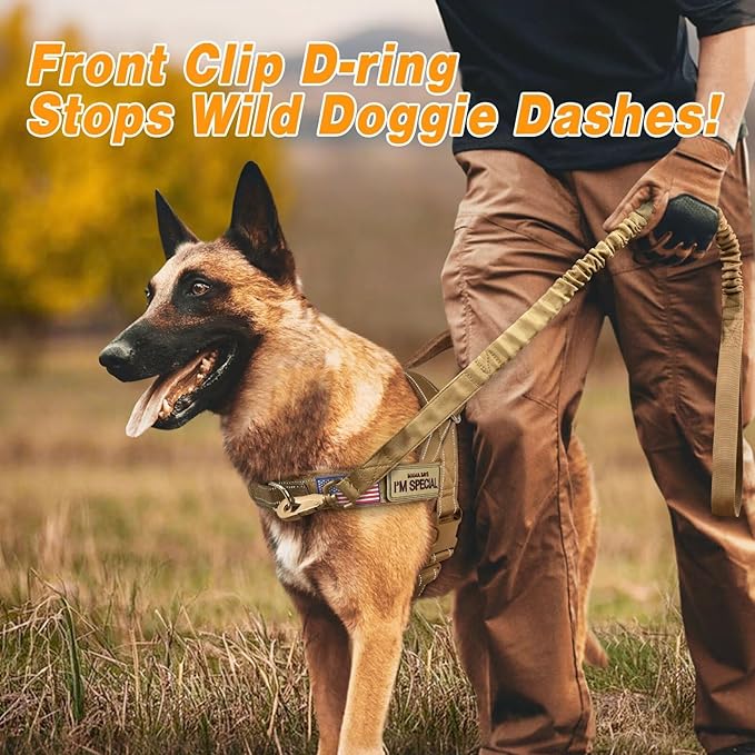 Forestpaw No Pull Dog Harness - Soft Flannel Padded Tactical Dog Vest Harness with Quick Release Buckle, Adjustable Reflective Pet Harness for Medium Dogs Walking Training,Brown M-Mewly Pet