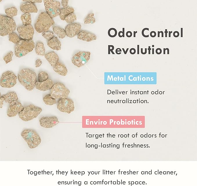 Lady N Cat Litter Deodorizer – Litter Box Odor Eliminator with Enviro-Probiotics,Cation Odor Control,Natural Ingredients Safe for Cats, Extends Litter Lifespan,Refreshing Woody Scent, 10g x 15Packets-Mewly Pet